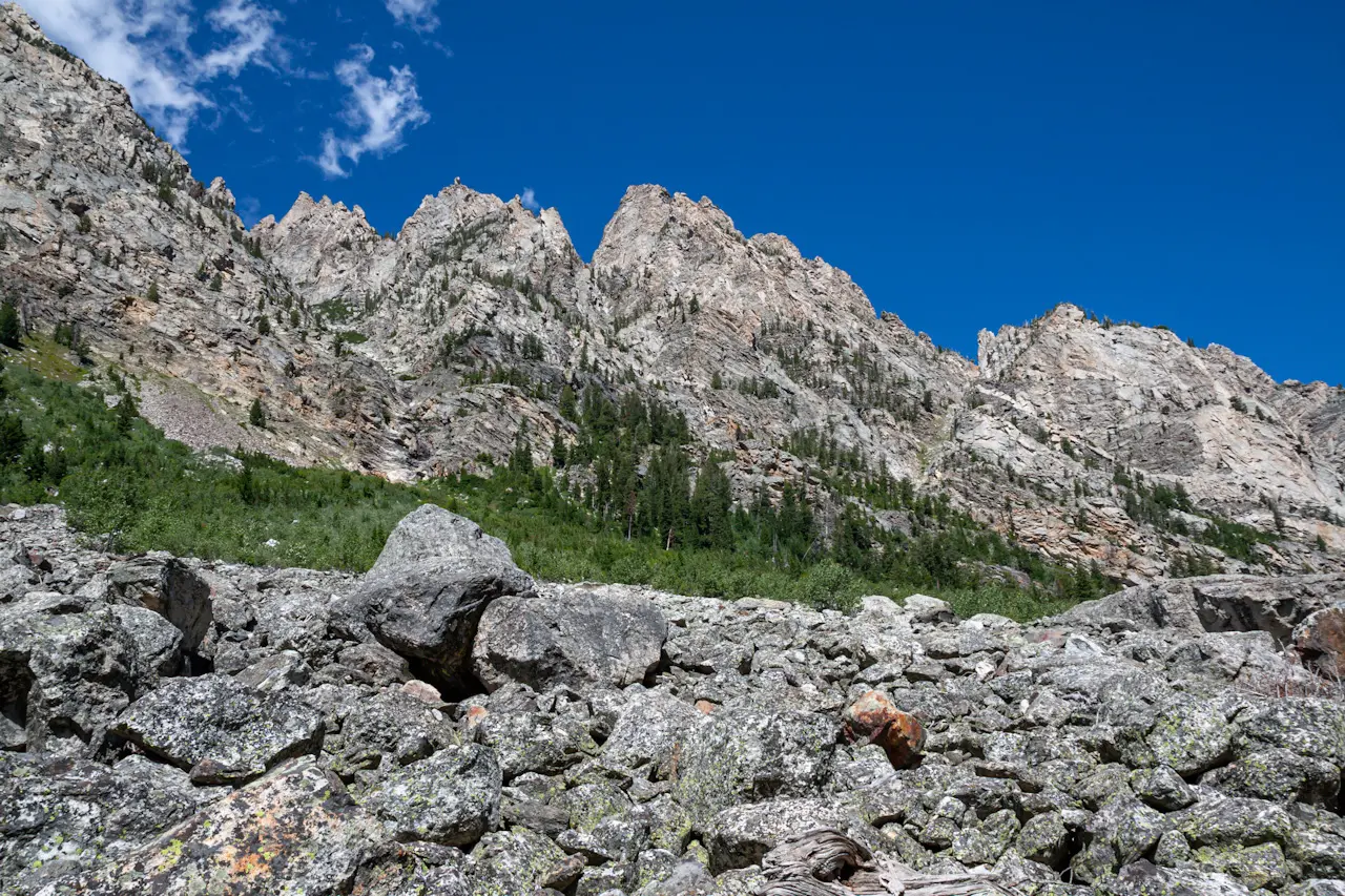 Incredible%20rock%20texture%20against%20a%20perfectly%20blue%20sky%20in%20Cascade%20Canyon%20in%20Teton%20National%20Park.